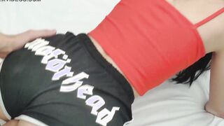 Long Butt Eighteen into Goddess Shorts Ride a Cock and Drink Cum