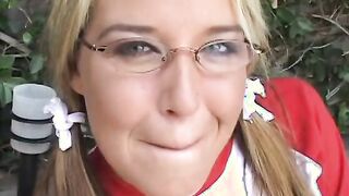 Blonde cheerleader crave for monstrous facial
