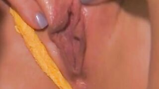 Long boobed blonde licks some juicy dark hair twat inside bathtub