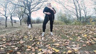 Outdoors parc near lake Milf bbw having fun with tits