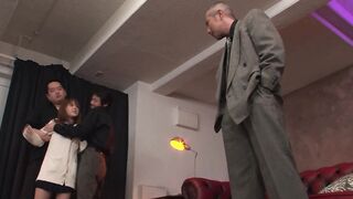 Japanese barely legal got squirted by some men before pissing inside their mouth