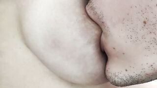 Closeup saggy titted with stretch marks