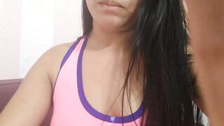 hispanic 18 year old into sport wears sweating and masturbating her twat with magic wand solo home masturbation