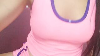 hispanic 18 year old into sport wears sweating and masturbating her twat with magic wand solo home masturbation