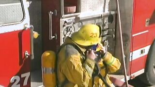 Big Titted luxurious dark haired gets her hole drilled by fire man near the fire track