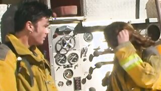 Big Titted luxurious dark haired gets her hole drilled by fire man near the fire track