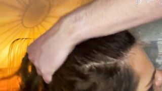 Brutal Facefuck with big load of cum into her mouth and face