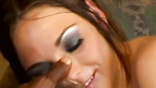 Penis crazed dark haired blows thick african dick and gets boned rough doggy style