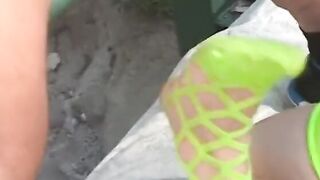 Nice rough outside butt fucking for this super blonde with round long booty