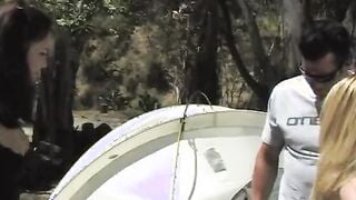 Lucky guy with a long penis fucks to hot young girls outdoor