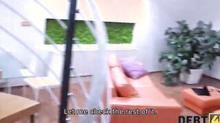 DEBT4k. babe dark haired pays the rent by having sex with the collector
