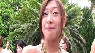 Japanese mass sex party by the pool Part one