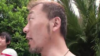 Japanese mass sex party by the pool Part one