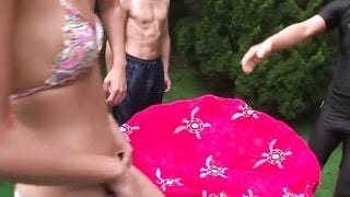 Japanese mass sex party by the pool Part one