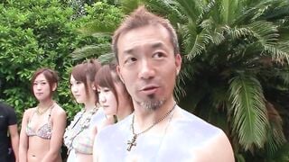 Japanese mass sex party by the pool Part one