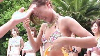 Japanese mass sex party by the pool Part one