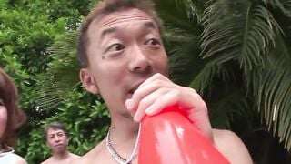 Japanese mass sex party by the pool Part one