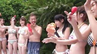 Japanese mass sex party by the pool Part one