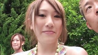 Japanese mass sex party by the pool Part one