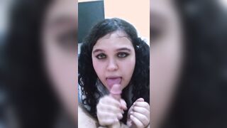 American school sluts blowing my penis. I cum into her face