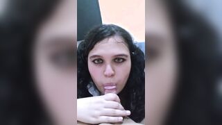 American school sluts blowing my penis. I cum into her face