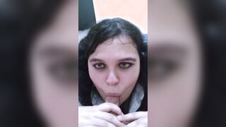 American school sluts blowing my penis. I cum into her face