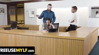 FreeUse Mom - Obedient Milf Receptionist Satisfies Her 2 Vulgar Colleagues All Around The Office