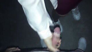 Student standing on her knees give a oral sex to a stranger inside the section of her house - tattooslutwife