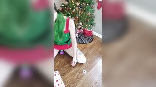 Erotic elf wrapping gifts four santa