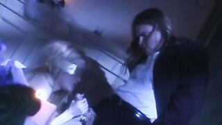 Blond sex beauty gets slammed on bed then swallows