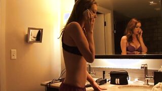 Bro gets BLOWJOB and plows Cutie dark haired with amazingly hot titted into heels inside living room