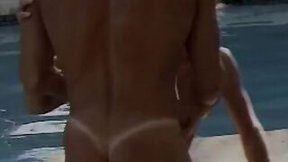 Great tight blonde beauty offer bj and takes a rough penis and facial poolside