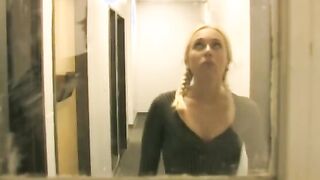 Elder blonde and stud bro double team teenagers on table pounding her cunt