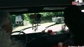German cougar picked up by older perverted man inside outside
