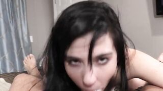 Eager stepteen sucking off and rides inside point of view before doggy sex