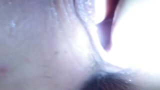 Thirsty skank milks her own g-spot and drinks her own squirt from the floor