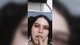 Professor fucks the face of his favorite school girl. Submisse school chick.