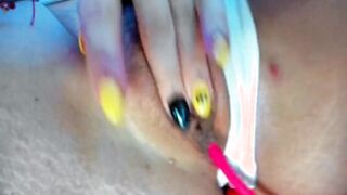 Beauty Colombian otaku webcamer with glasses and inked shows you how freaky she is into her
