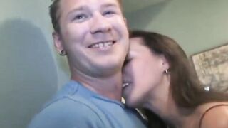 Dick sucking off coed teenie gets on her knees
