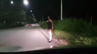 Martinasmith dress up as a whore and a stranger pays her for fucking inside his vehicle