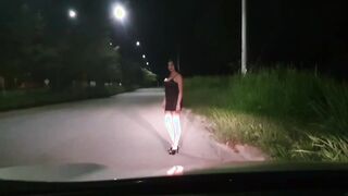 Martinasmith dress up as a whore and a stranger pays her for fucking inside his vehicle