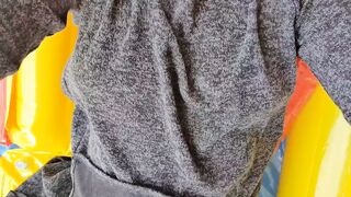 Masturbation into pool 18 got orgasm into lingerie