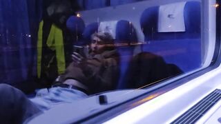 Masturbation inside the outdoor train. Titties and Orgasm!