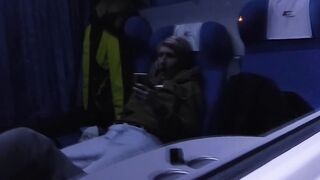 Masturbation inside the outdoor train. Titties and Orgasm!