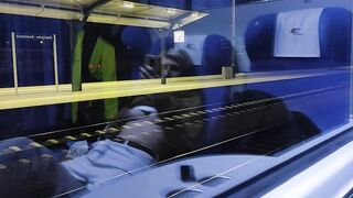 Masturbation inside the outdoor train. Titties and Orgasm!