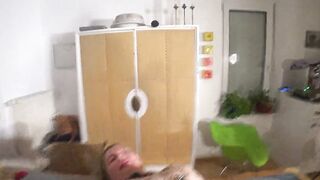 Table Plowed with biggest Strap on Sex Toy into booty and vagina - Little Sunshine milf