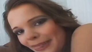 3 buff studs got fellatio from a Cutie dark hair whore then fucks her
