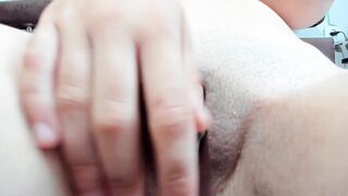 Amazing Myla Angel having fun her breasts and snatch: pressing, jumping, bouncing breasts, twat finger fuck!