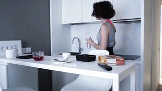 Cleaning the room and fellatio