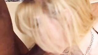Huge ebony cock bro gets blown by Bae blonde before fucking her tight vagina
